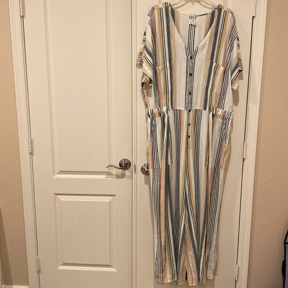 SALE!! CLEARING CLOSET SALE!! Caslon Shabby Chic Linen Blend Striped Jumpsuit